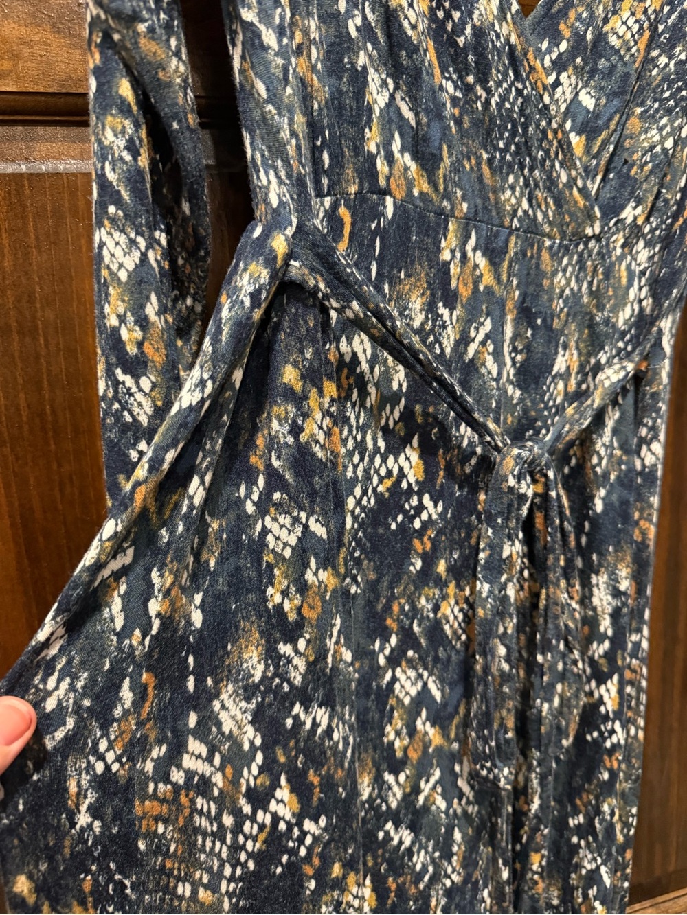 Jessica Simpson Maternity Navy Abstract Print Wrap Dress